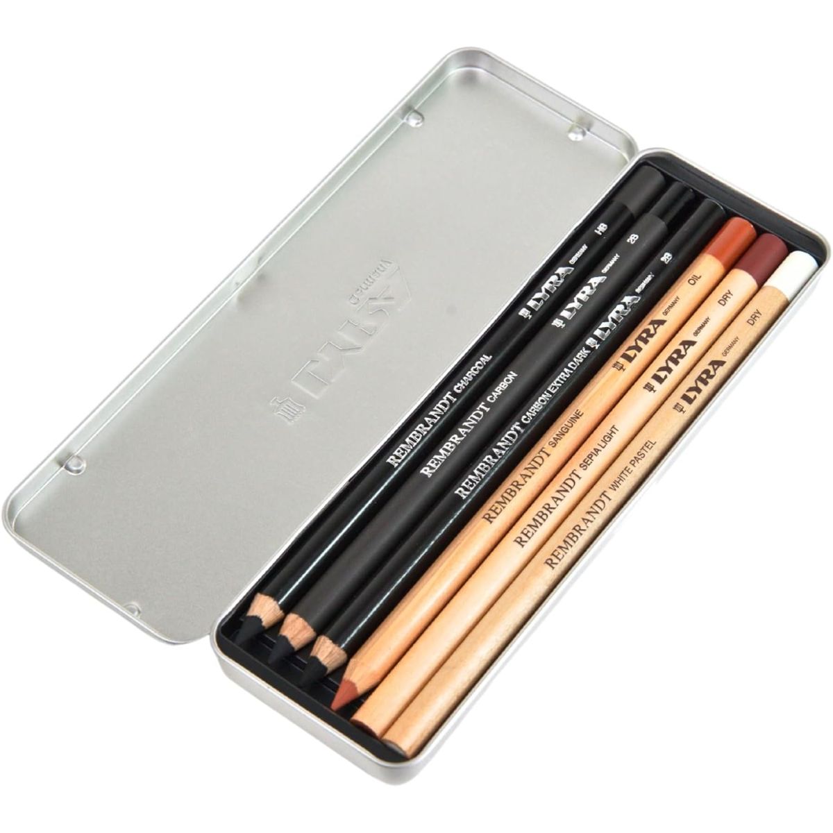 Estojo Lata Lápis Rembrandt Lyra Sketching Set 6 Peças