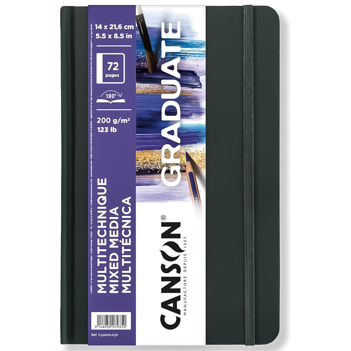 Caderno Artbook Canson Graduate Mixed Media 36 Folhas 14X21,6 200G C31200L030