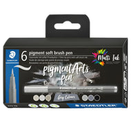 Estojo de Canetas Marcadora Staedtler Pigment Soft Brush Tons Cinza 6 Cores