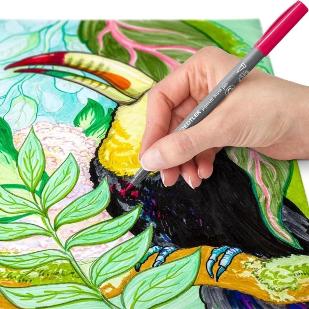 Estojo de Caneta Marcadora Staedtler Pigment Brush Lake Colours com 04 Cores