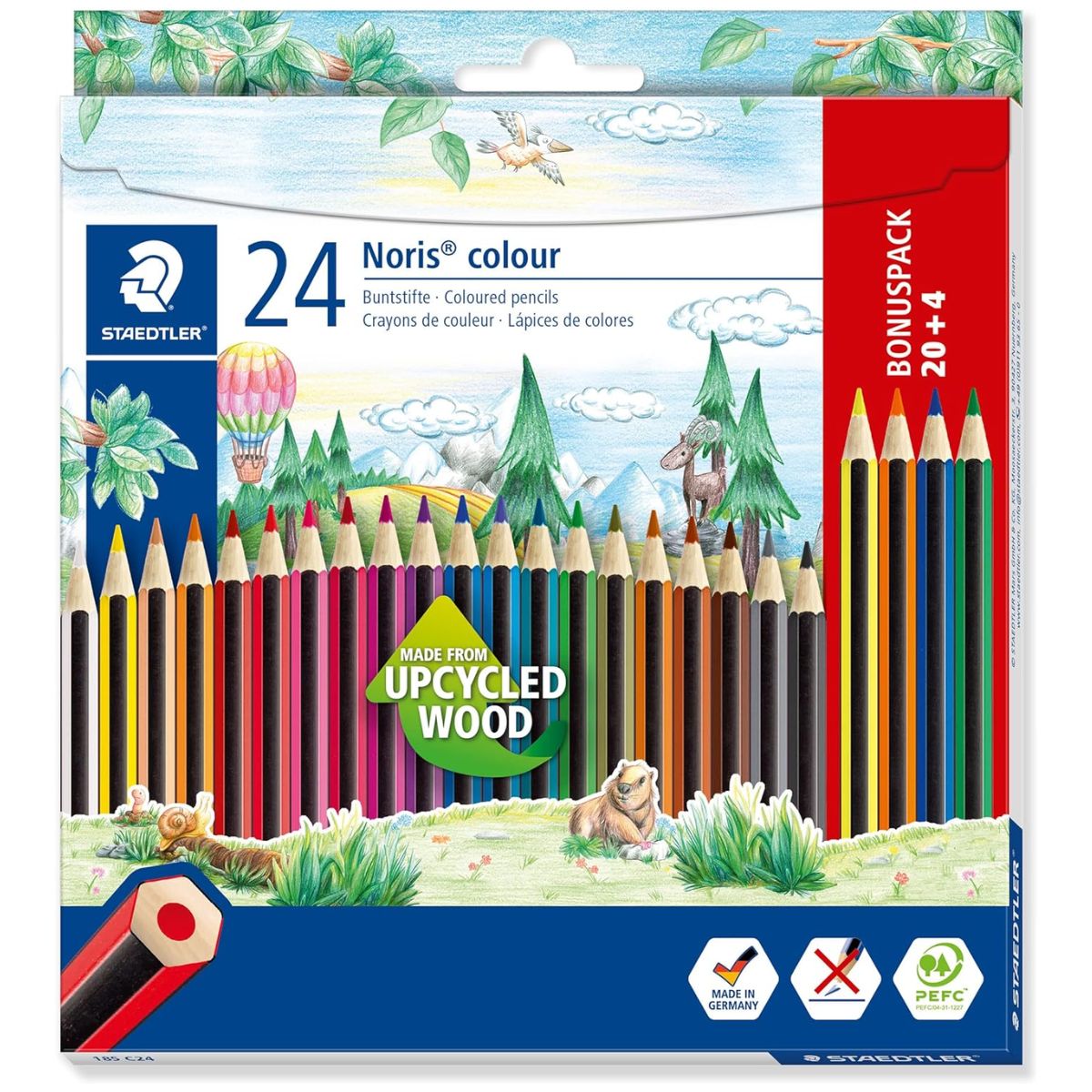 Estojo de Lápis de Cor Staedtler Noris com 20 Cores + 4 Extras