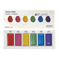 Estojo Tinta Aquarela Kuretake Pastilha Gansai Tambi Gem com 6 Cores