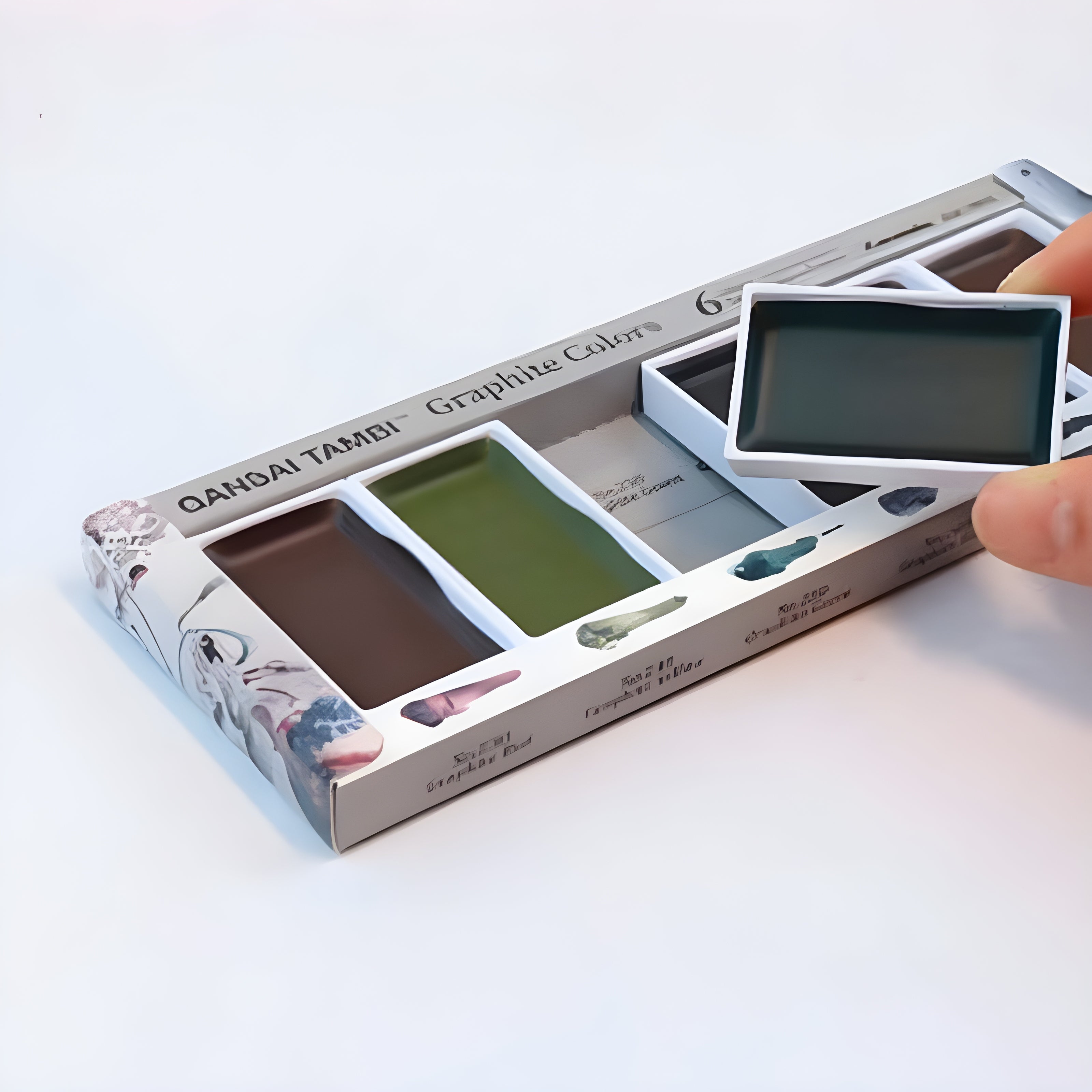 Estojo Tinta Aquarela Kuretake Pastilha Gansai Tambi Graphite com 6 Cores