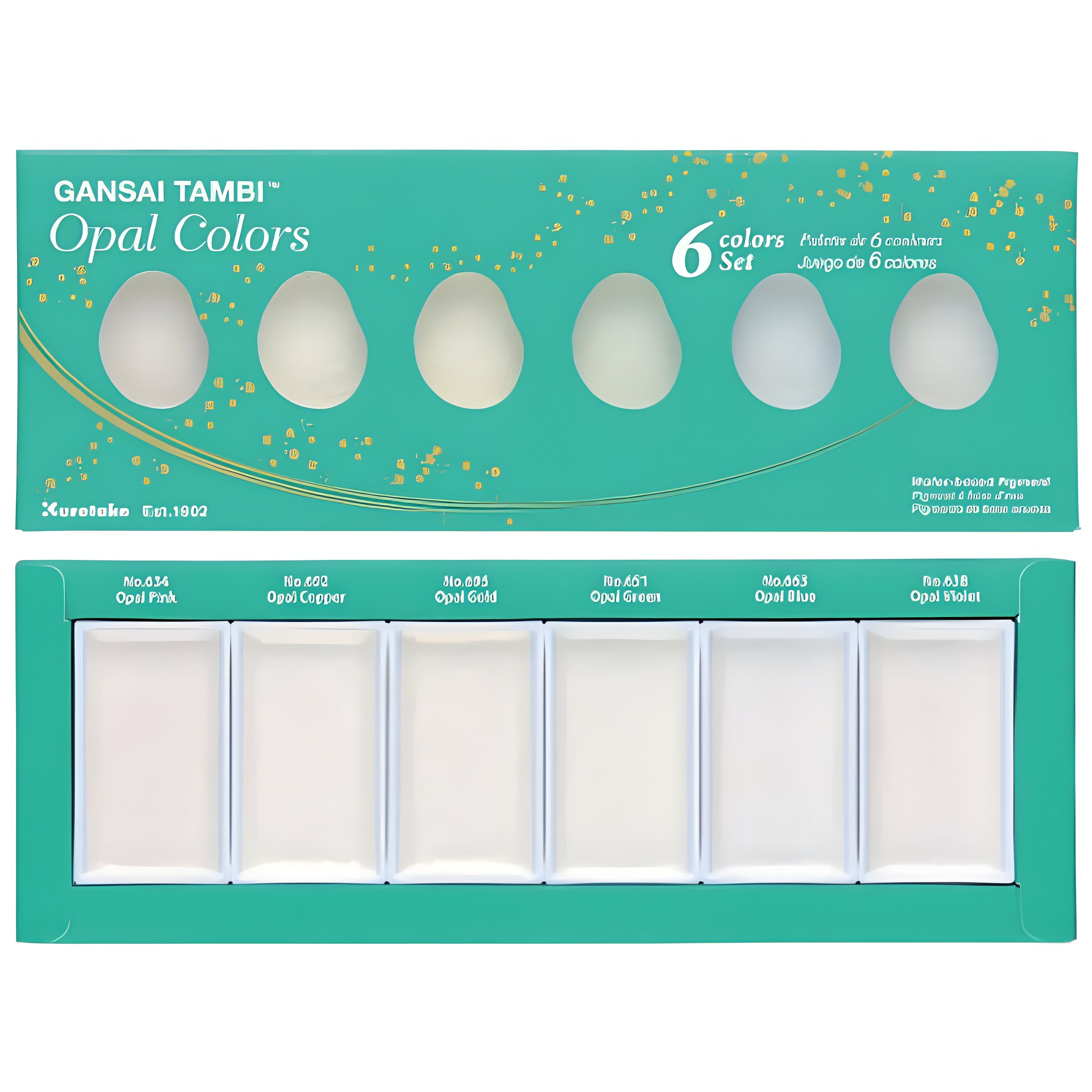 Estojo Tinta Aquarela Kuretake Pastilha Gansai Tambi Opal com 6 Cores