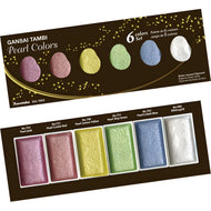 Estojo Tinta Aquarela Kuretake Pastilha Gansai Tambi Pearl com 6 Cores