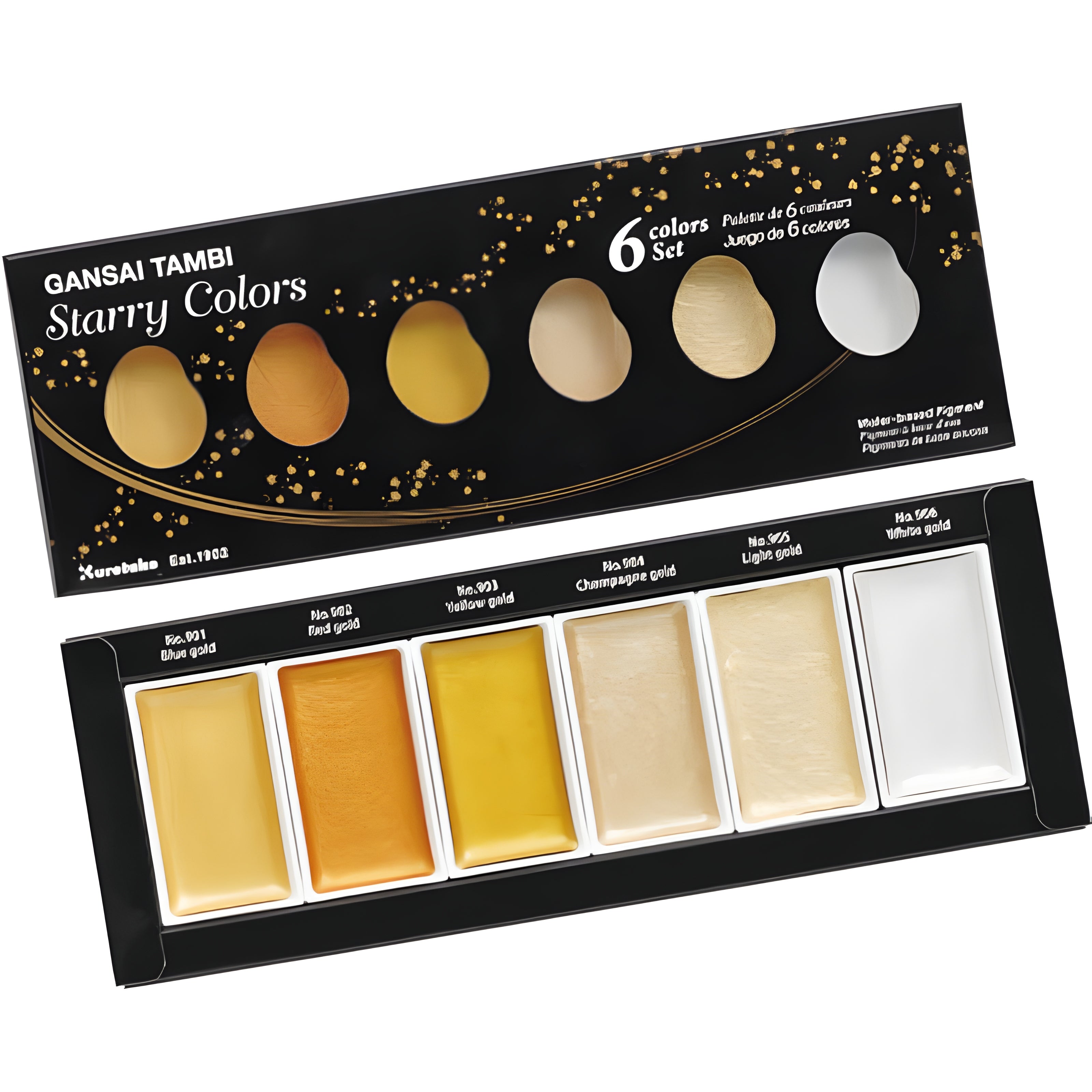 Estojo Tinta Aquarela Kuretake Pastilha Gansai Tambi Starry com 6 Cores