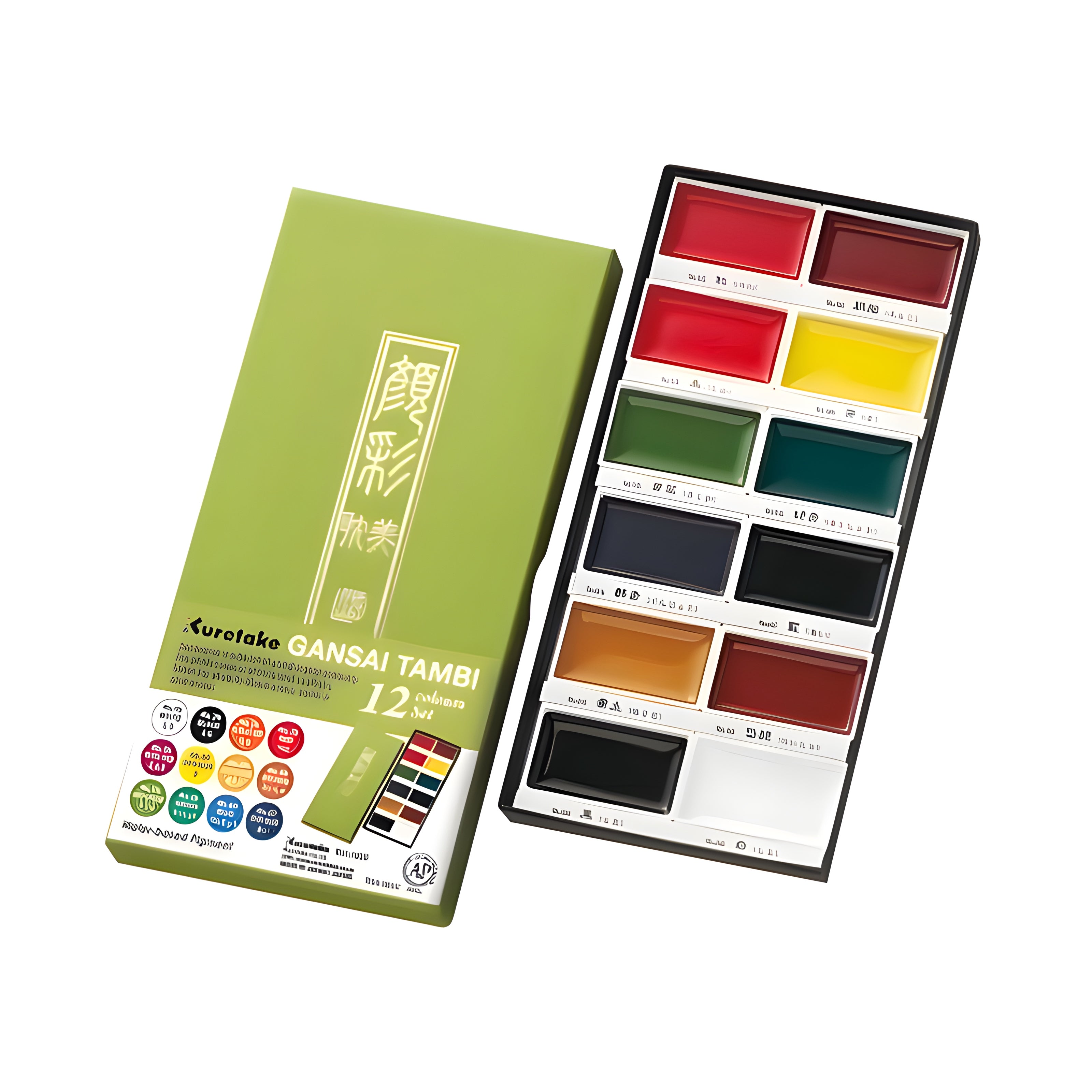 Estojo Tinta Aquarela Kuretake Pastilha Gansai Tambi com 12 Cores
