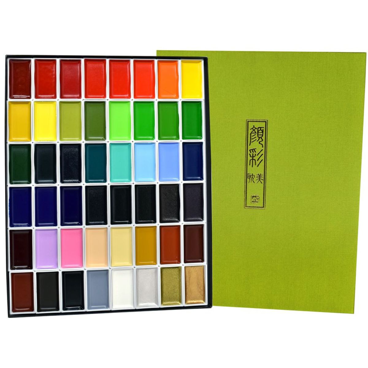 Estojo Tinta Aquarela Kuretake Pastilha Gansai Tambi com 48 Cores