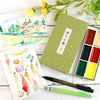 Estojo Tinta Aquarela Kuretake Pastilha Gansai Tambi Kobako Green com 3 Cores