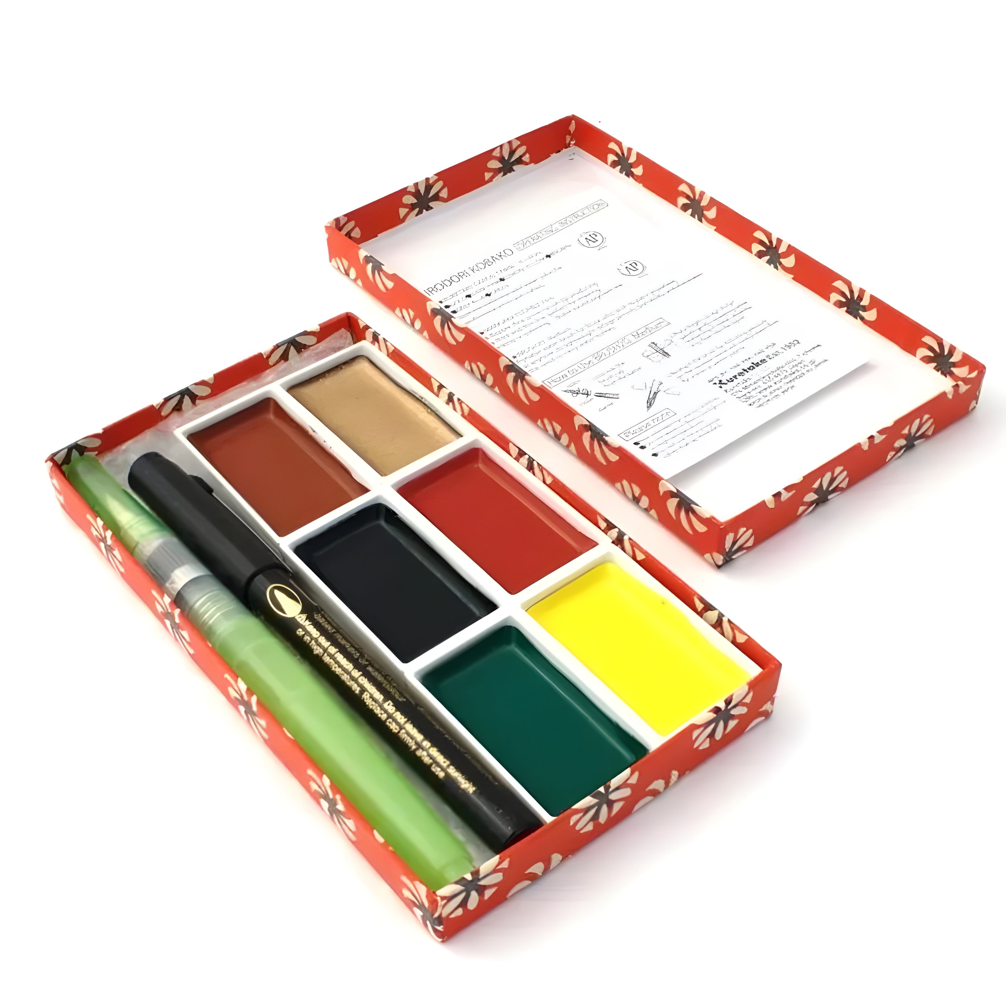 Estojo Tinta Aquarela Kuretake Pastilha Gansai Tambi Kobako Red com 3 Cores