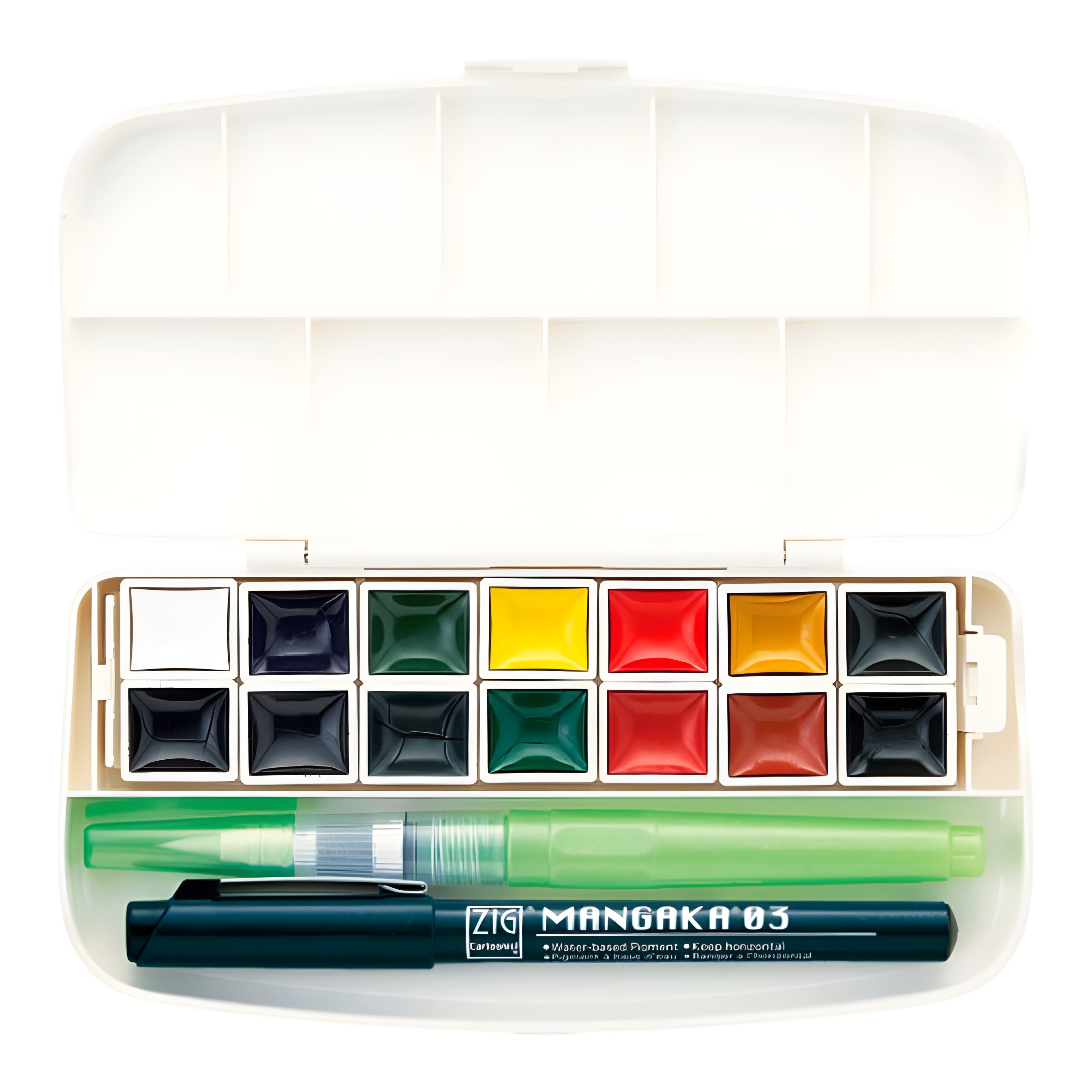 Estojo Tinta Aquarela Kuretake Pastilha Gansai Tambi Transparent com 14 Cores
