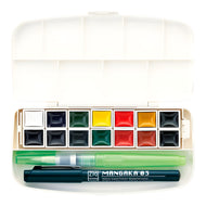 Estojo Tinta Aquarela Kuretake Pastilha Gansai Tambi Transparent com 14 Cores