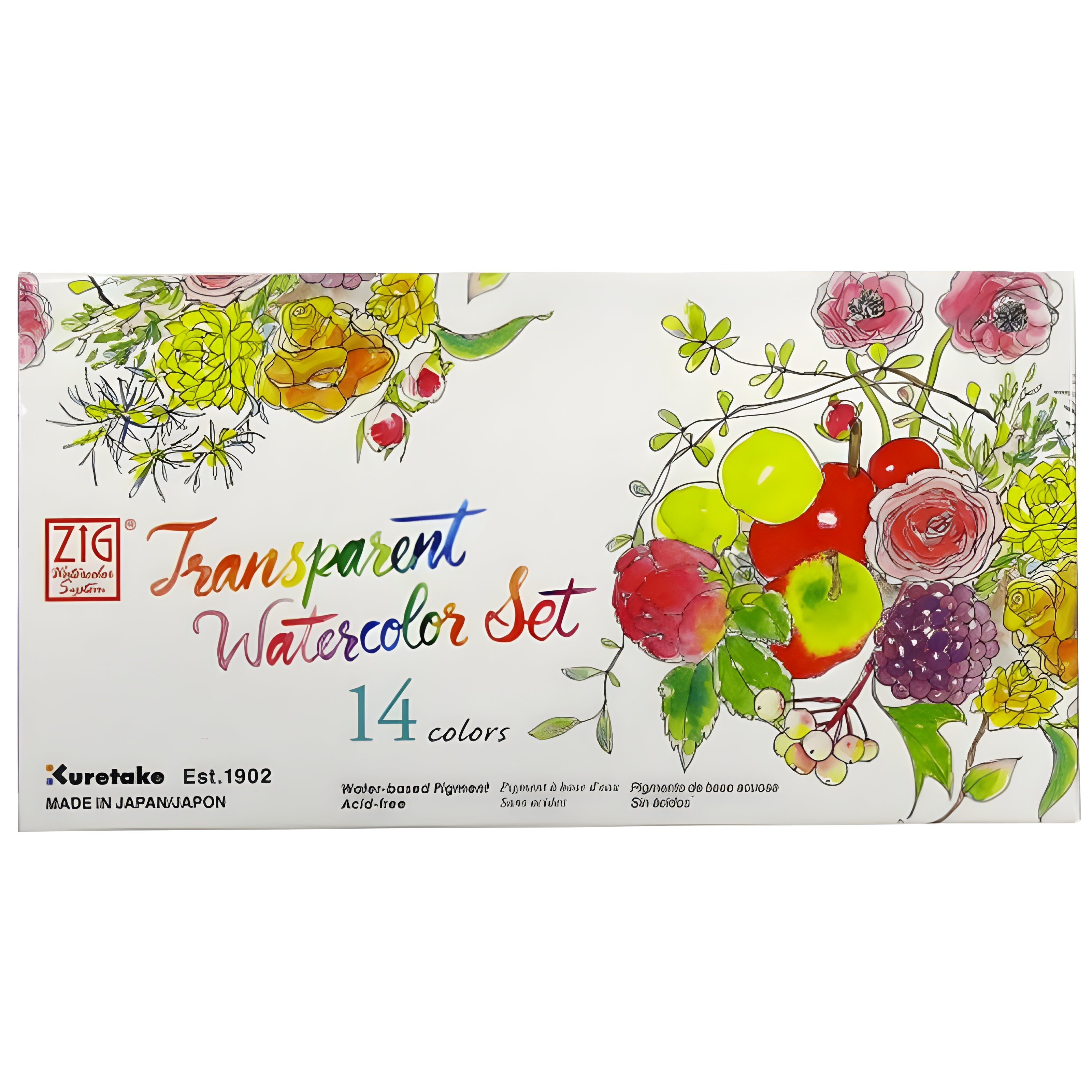 Estojo Tinta Aquarela Kuretake Pastilha Gansai Tambi Transparent com 14 Cores