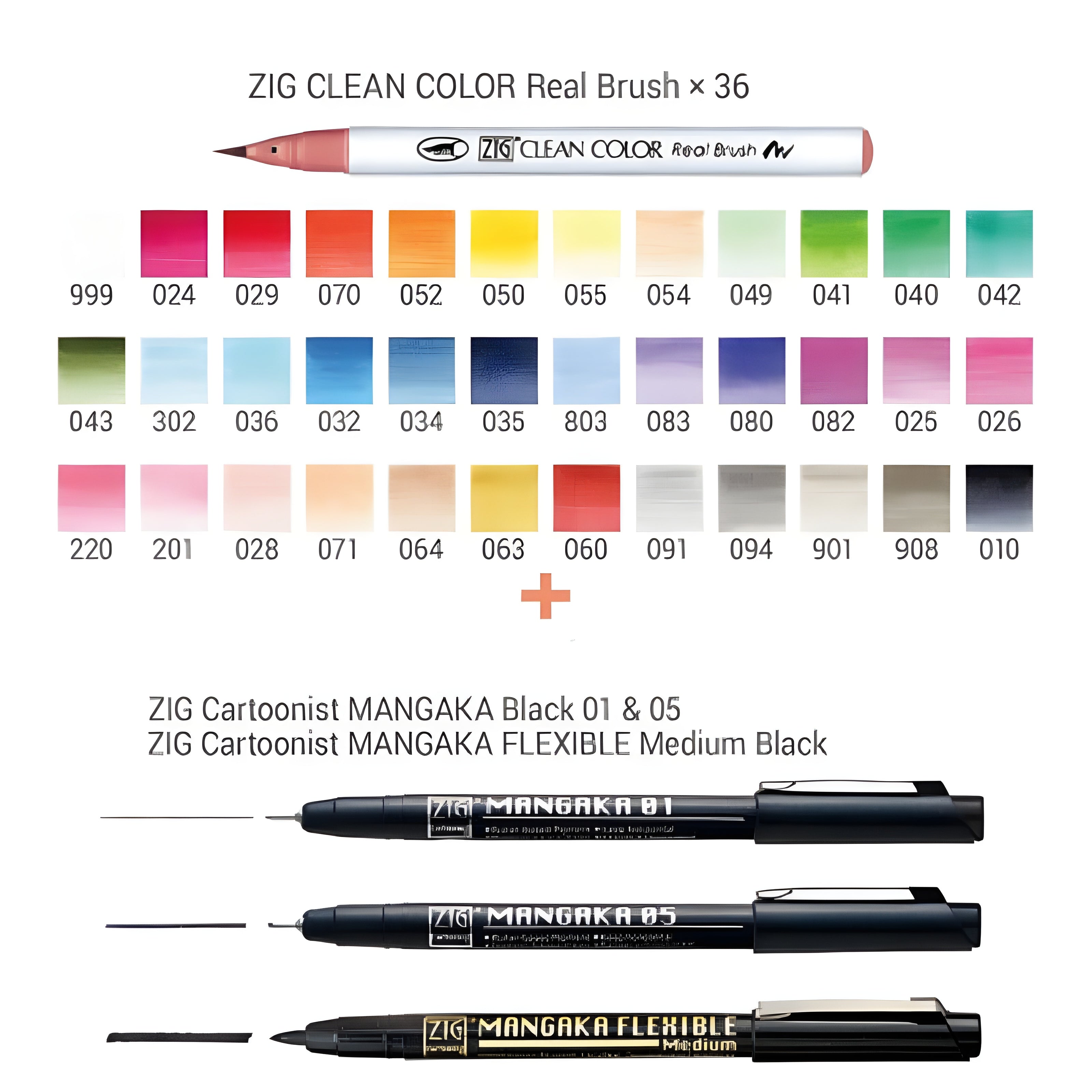 Estojo Kuretake Zig Real Brush + Mangaka com 39 Peças
