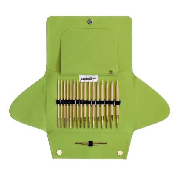 Kit de Agulhas Circulares Intercambiáveis Addiclick Nature Bamboo com 8 Pares - Addi
