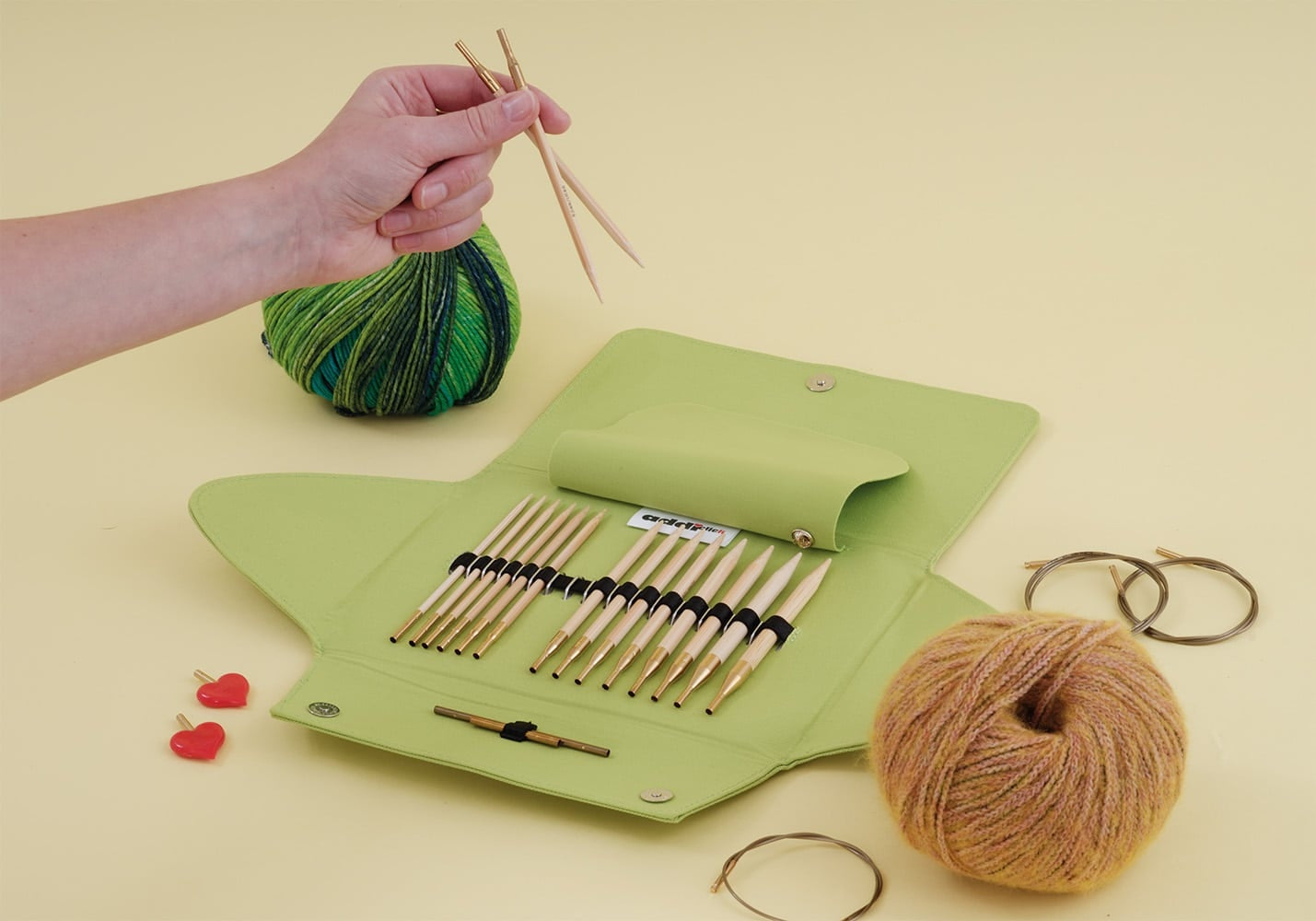 Kit de Agulhas Circulares Intercambiáveis Addiclick Nature Bamboo com 8 Pares - Addi