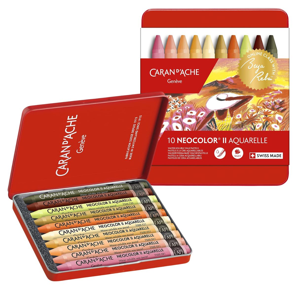 Estojo Giz Pastel Oleoso Caran D'ache Neocolor Ii Aquarelável com 10 Cores (Edição Especial)