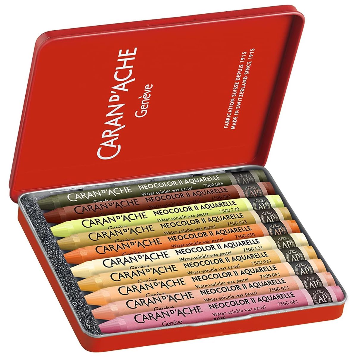 Estojo Giz Pastel Oleoso Caran D'ache Neocolor Ii Aquarelável com 10 Cores (Edição Especial)