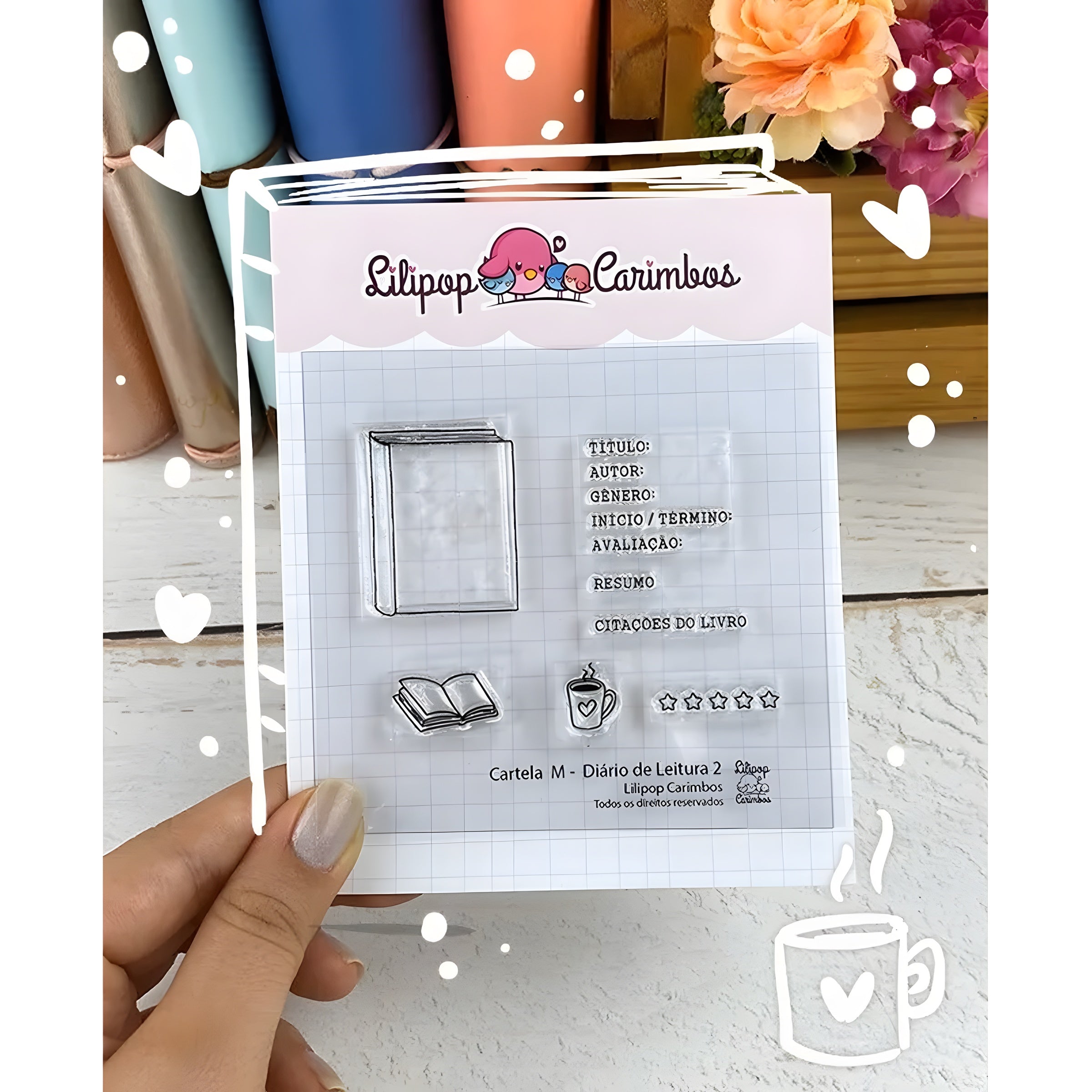 Kit Carimbos M Diário de Leitura 2 Scrapbook Planner - Lilipop