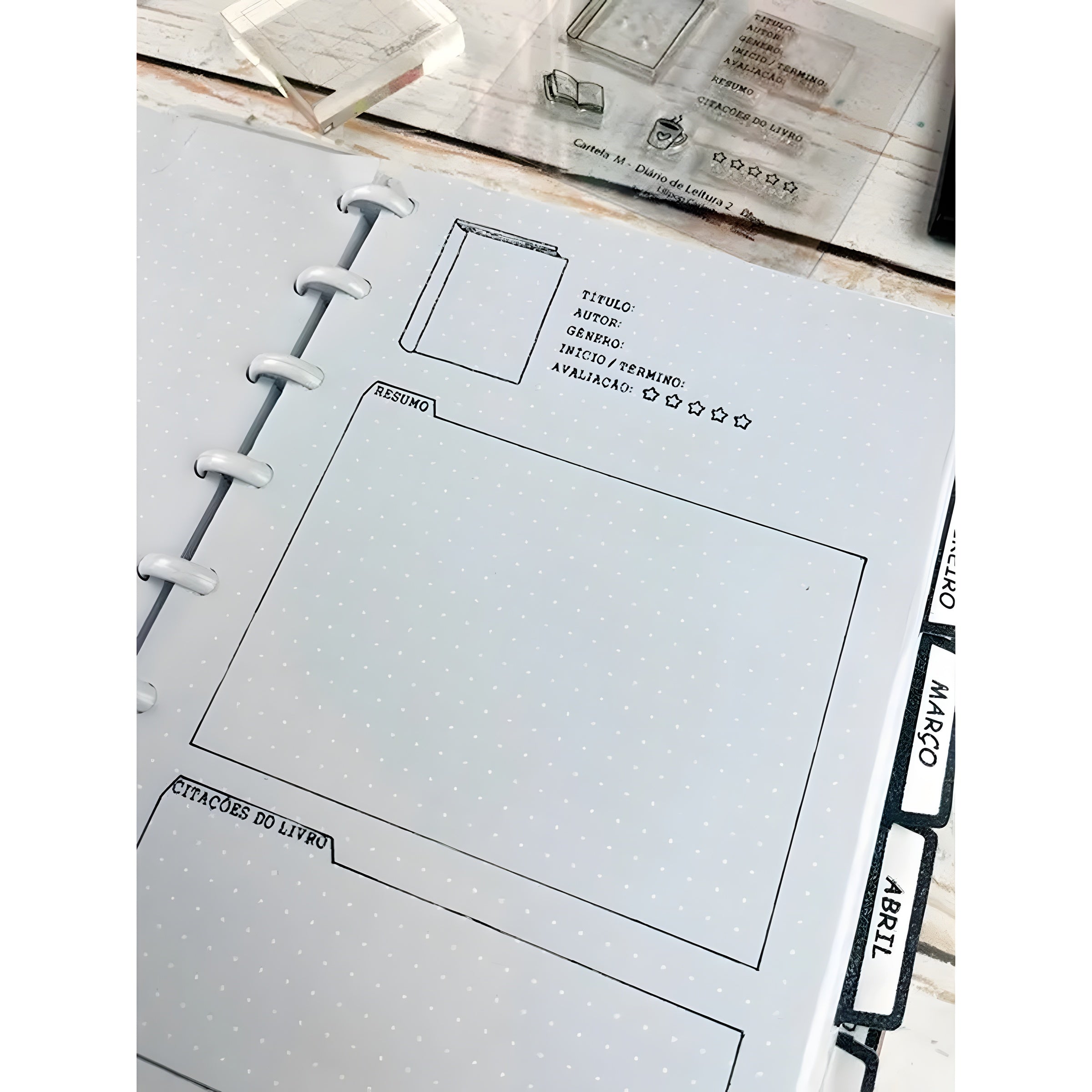 Kit Carimbos M Diário de Leitura 2 Scrapbook Planner - Lilipop