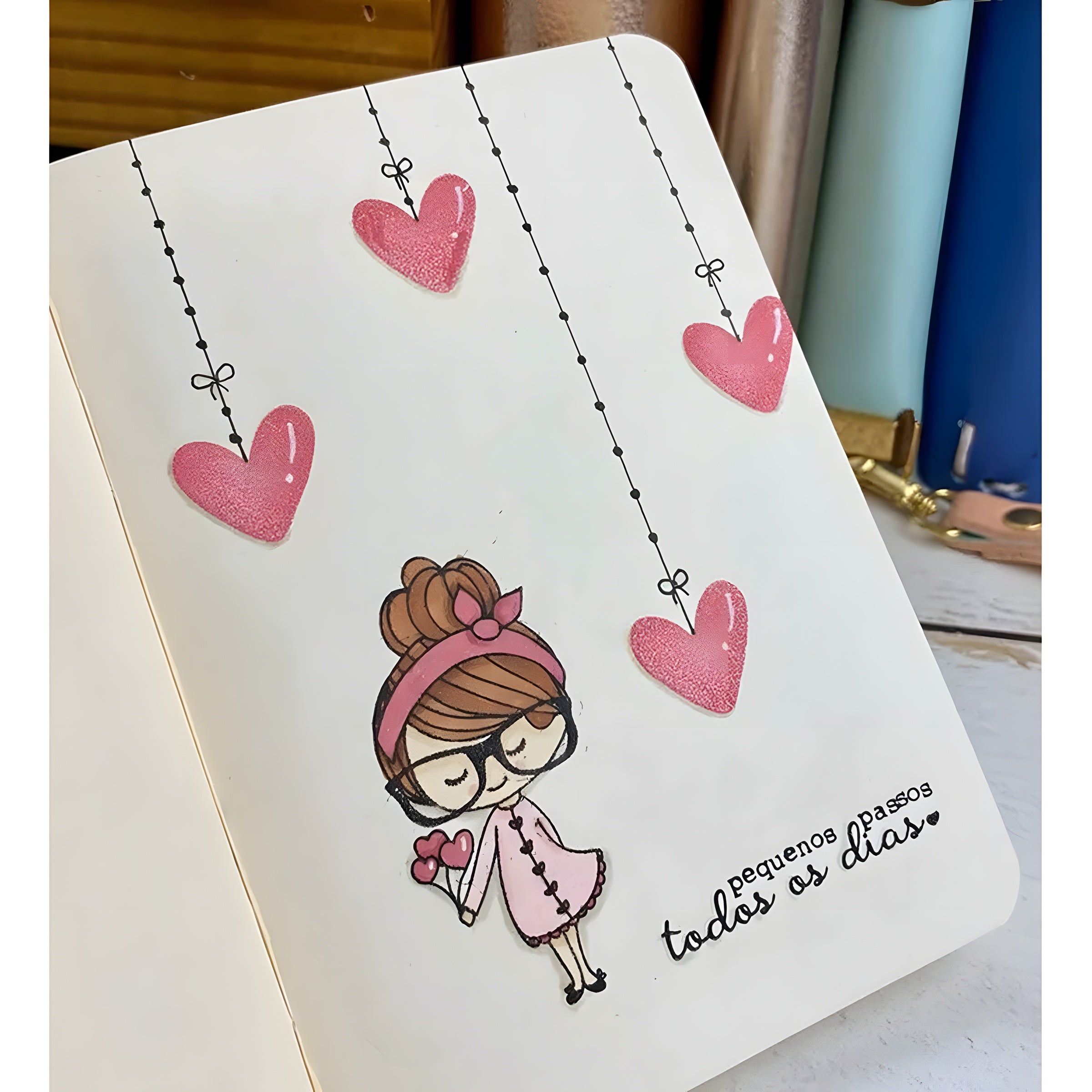 Mini Carimbo Menina Balão Coração Scrapbook - Lilipop
