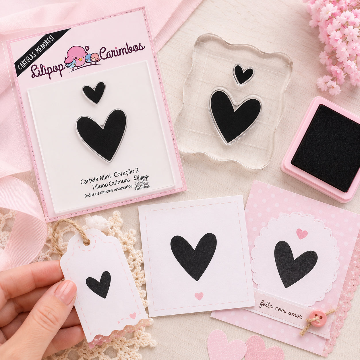 Mini Carimbo Decorativo Coração 2 Scrapbook - Lilipop