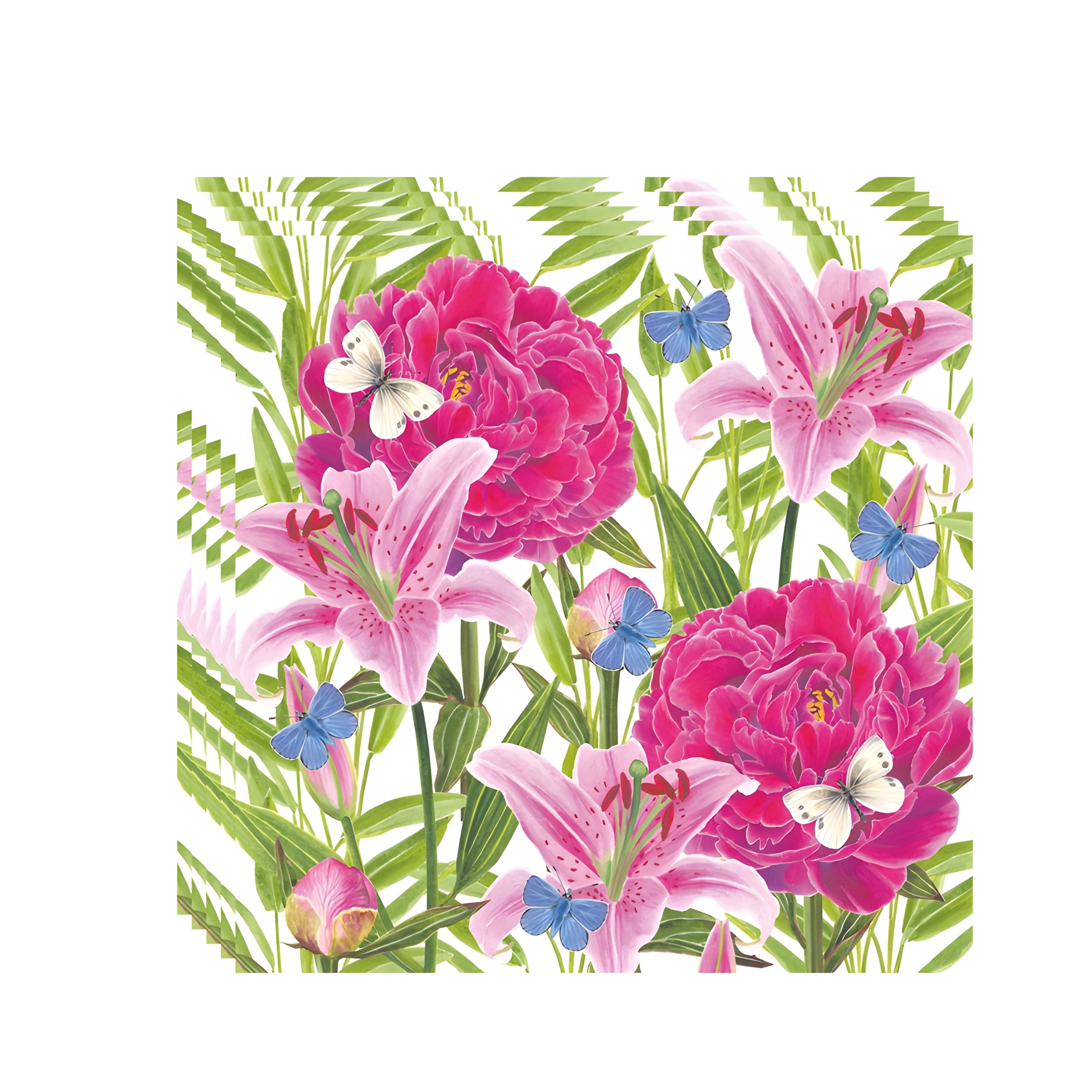 Guardanapo para Decoupage Ambiente 33x33cm com 20 Unidades - Peônias e Lírios