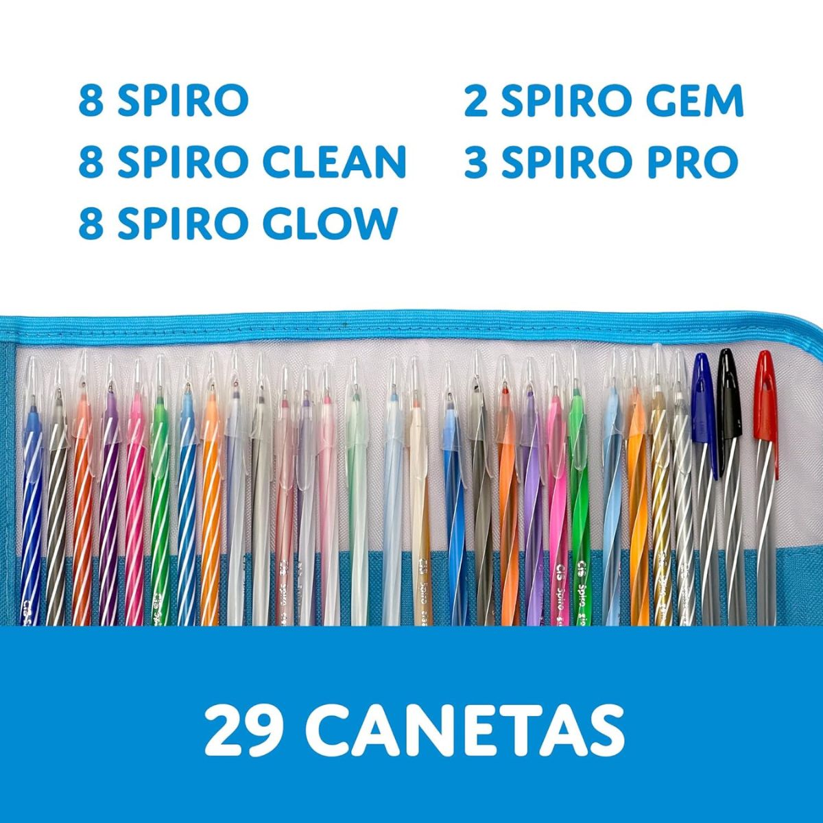 Estojo Caneta Esferográfica Spiro Rollerset 29 Unidades - 5.7669 - Cis
