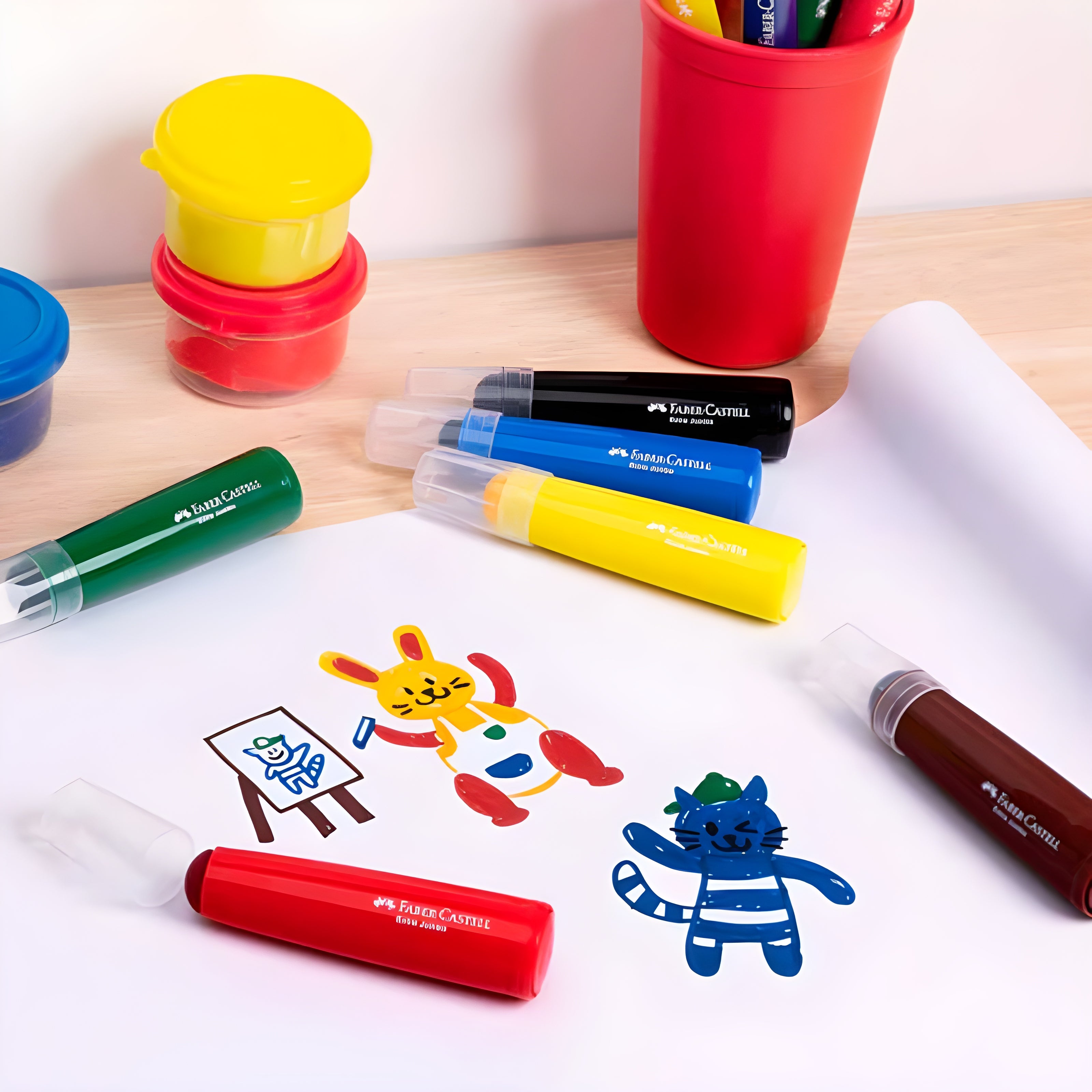 Estojo Canetinhas Ultra Laváveis Extra Jumbo 6 Cores - Faber-castell 354504