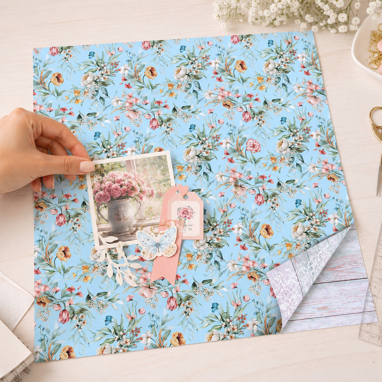 Papel para Scrapbook Dupla Face Lili Negrão Coleção Mimo Floral 30,5x30,5cm para Scrapbook e Papelaria Criativa Sd1-100 - Litoarte