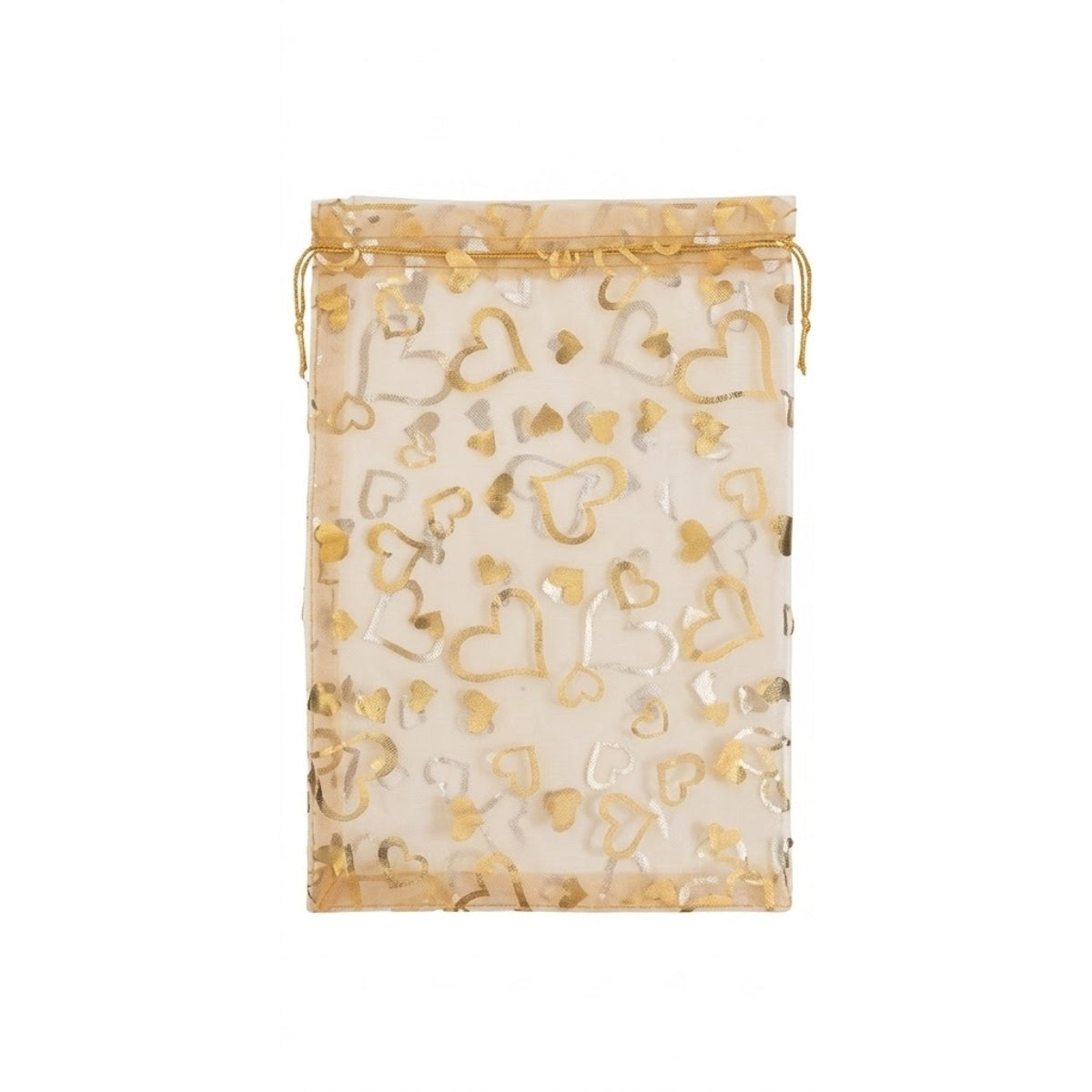 Saco Organza Estampado 20x30 Cm Dourado com 12 Unidades - Make+