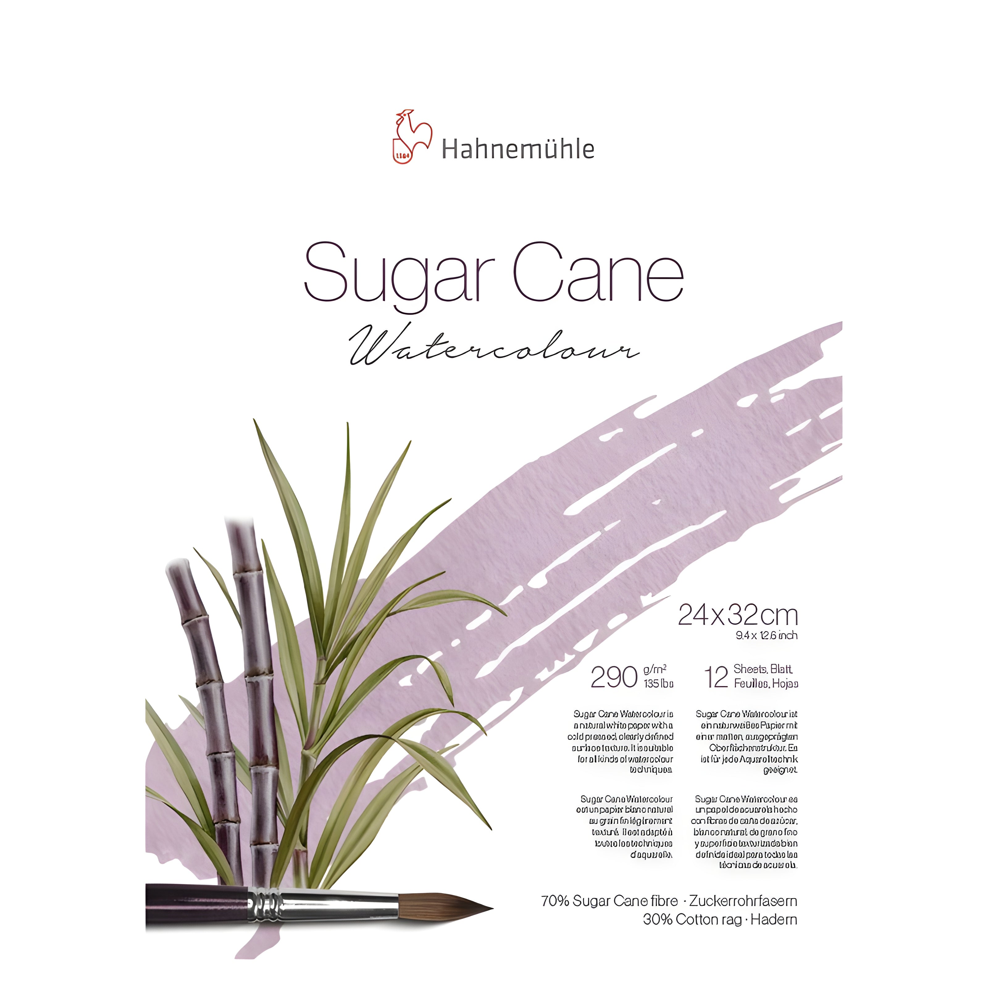 Bloco de Papel para Aquarela Hahnemühle Sugar Cane 290g/m² Textura Fina Com 12 Folhas