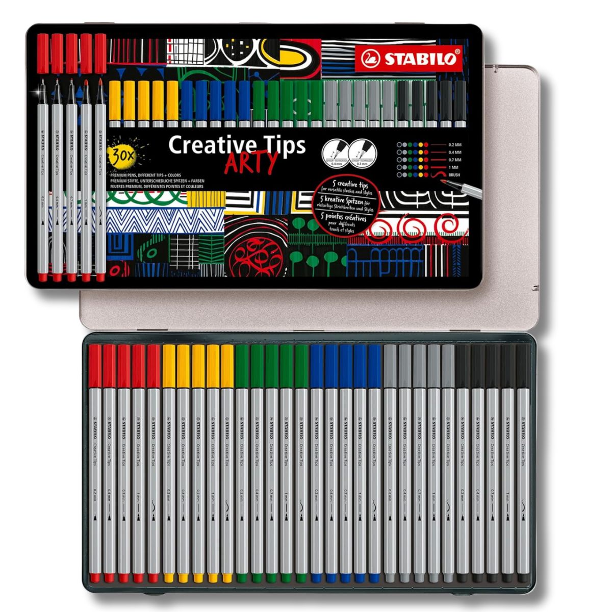 Caneta Multiuso Stabilo Creative Tips Arty Graduado Estojo em Lata com 30 Cores