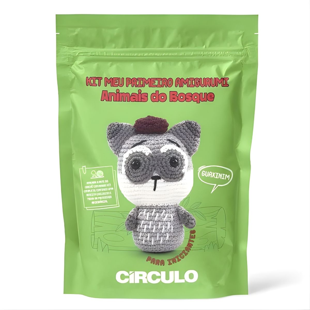 Kit Meu Primeiro Amigurumi Animais do Bosque Guaxinim 0003 - Círculo