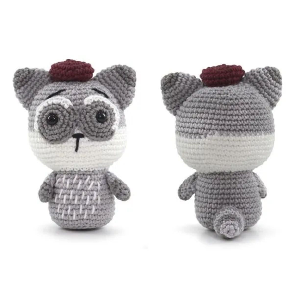 Kit Meu Primeiro Amigurumi Animais do Bosque Guaxinim 0003 - Círculo