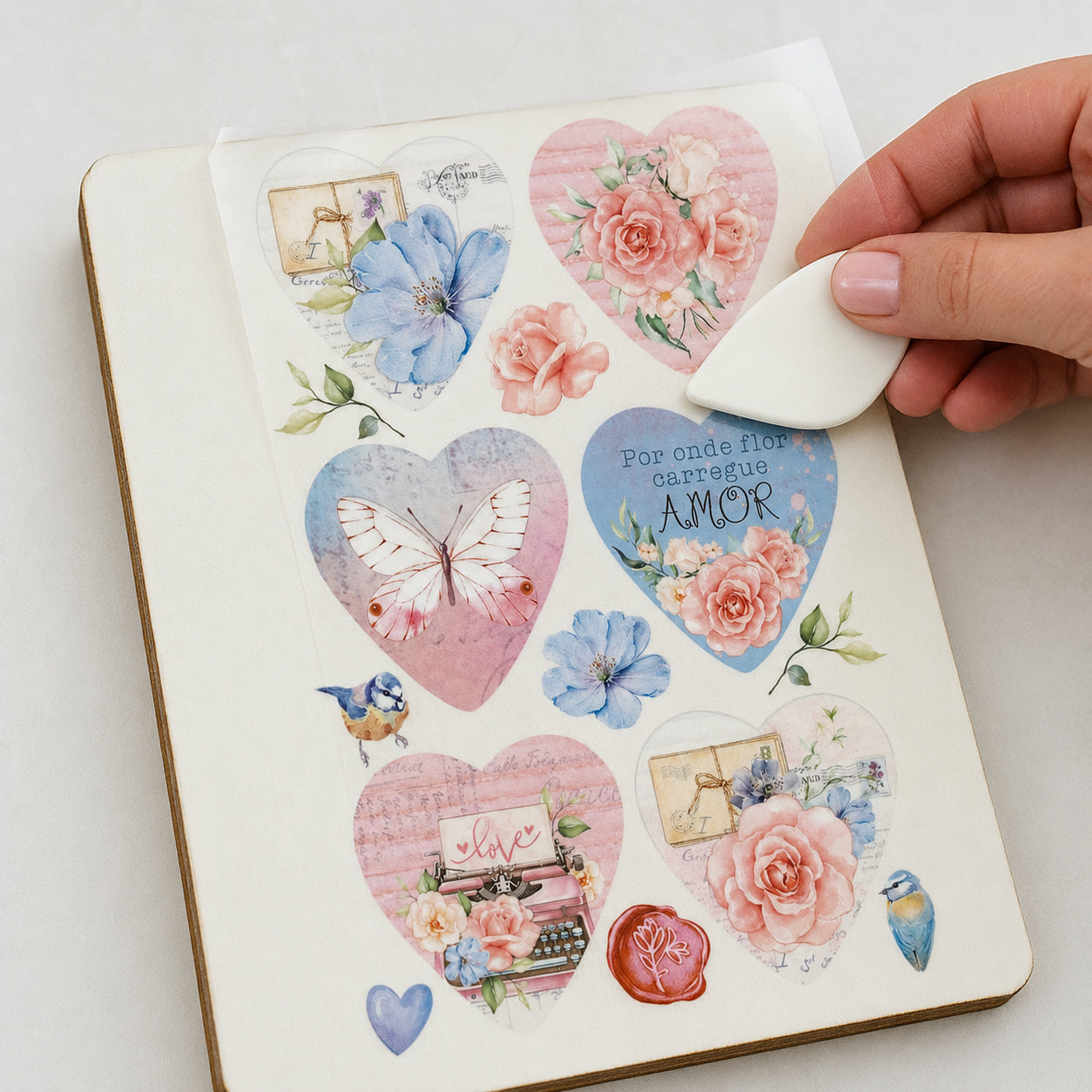 Transfer de Imagem Small Coleção Amor com Arte Corações 9,8x15cm para Artesanato e Decoração Tis1-001 - Litoarte