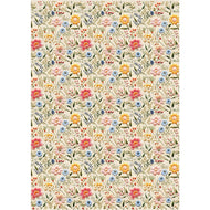 Estampa Adesiva Flores Coloridas Bege Costura 32x45cm para Artesanato e Scrapbook Esta-008 - Litoarte