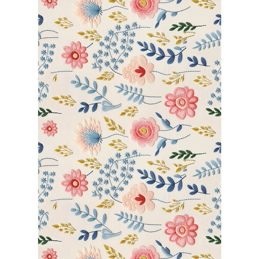 Estampa Adesiva Flores Coloridas Costura 1 32x45cm para Artesanato e Scrapbook Esta-010 - Litoarte