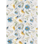 Estampa Adesiva Flores Azuis e Amarela Costura 32x45cm para Artesanato e Scrapbook Esta-012 - Litoarte