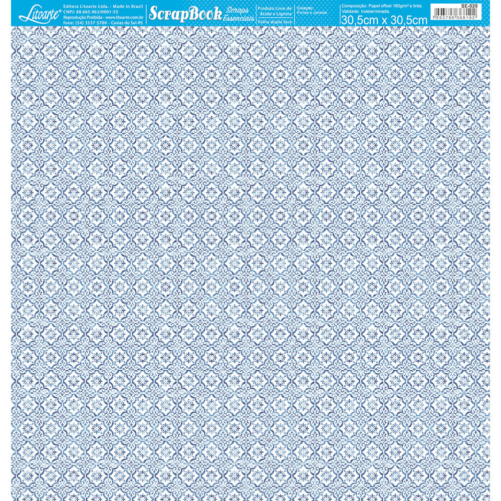 Scraps Essenciais Coleção Portas e Janelas Azulejos 30 5 X 30 5 Cm 30,5x30,5cm para Scrapbook e Papelaria Criativa Se-029 - Litoarte