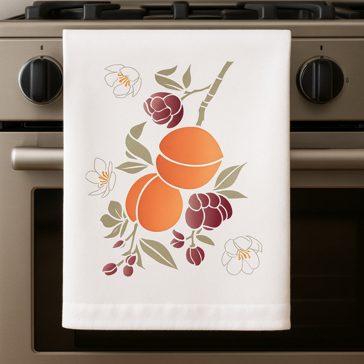 Stencil Opa 20x25cm - Frutas Pêssegos e Flores  - 3522