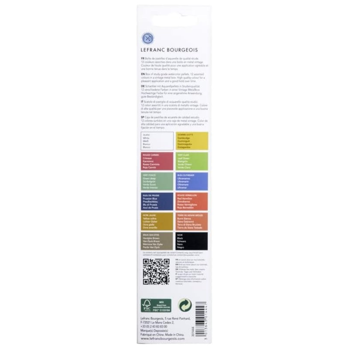 Estojo de Aquarela em Pastilha Lefranc & Bourgeois Studio com 12 Cores + Pincel - 301444