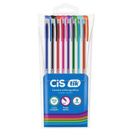 Estojo de Caneta Esferográfica Tik 0.7Mm com 8 Cores - Cis