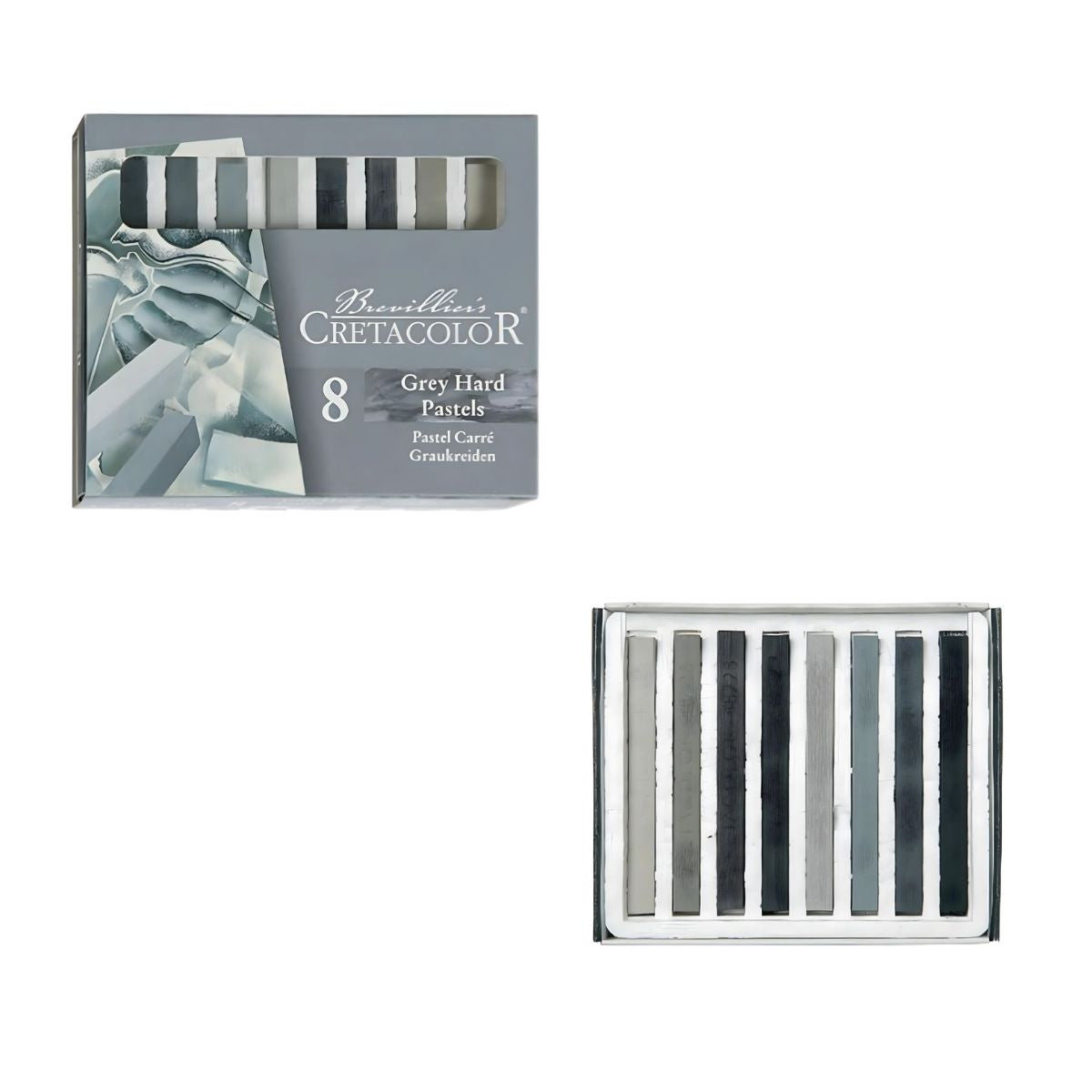 Estojo de Giz Pastel Cretacolor Artístico com 8 Cores Cinza 485 08