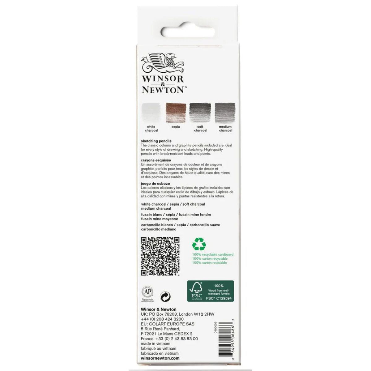 Estojo Lápis Desenho e Esboço Studio Collection Winsor & Newton Crayon Sketching com 5 Peças