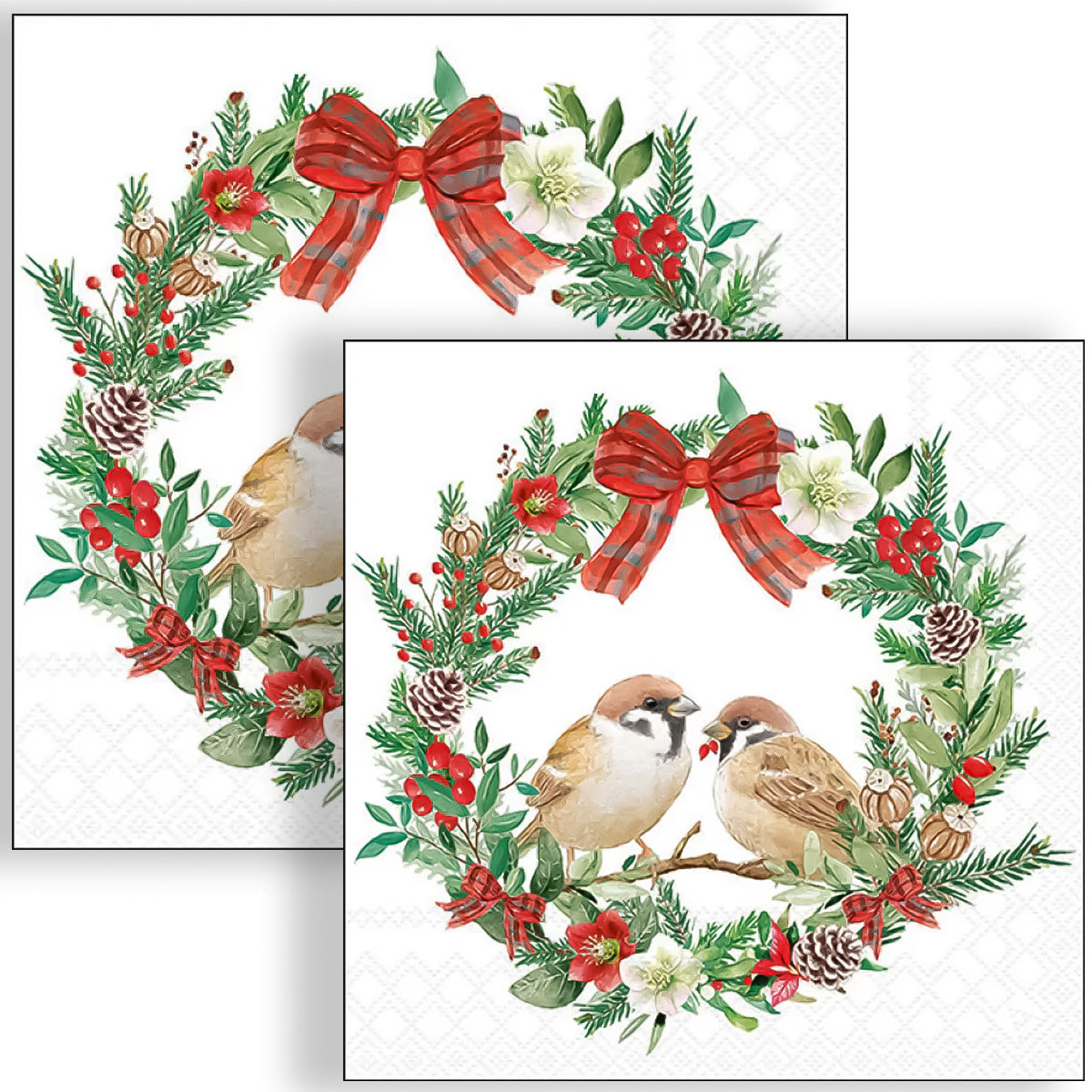 Guardanapo para Decoupage Ambiente 33x33cm com 20 Unidades - Pardais em Guirlanda