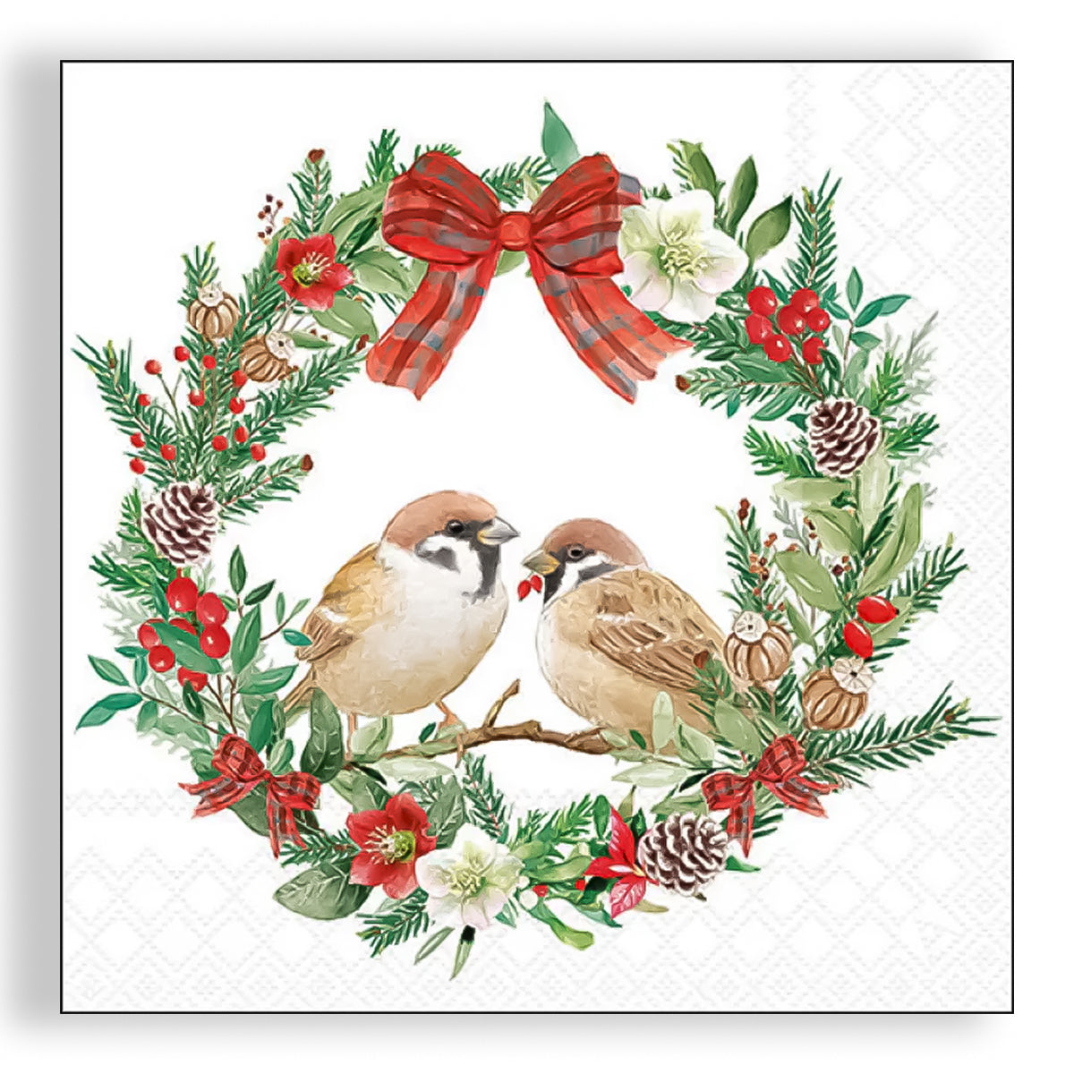 Guardanapo para Decoupage Ambiente 33x33cm com 20 Unidades - Pardais em Guirlanda