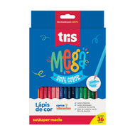 Estojo Lápis de Cor Mega Soft Color com 36 Cores - Tris