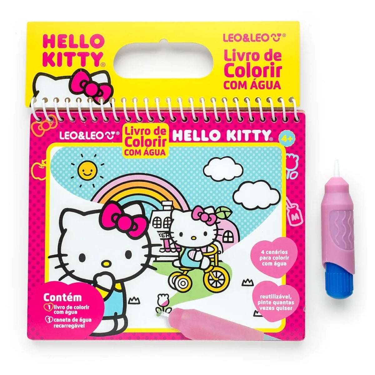 Livro de Colorir com Água Opp Bag 4 Páginas Hello Kitty + Pincel - Leo & Leo 91676