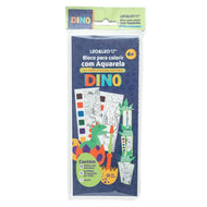 Bloco de Colorir com Aquarela Opp Bag Dino + Pincel 91824 - Leo & Leo